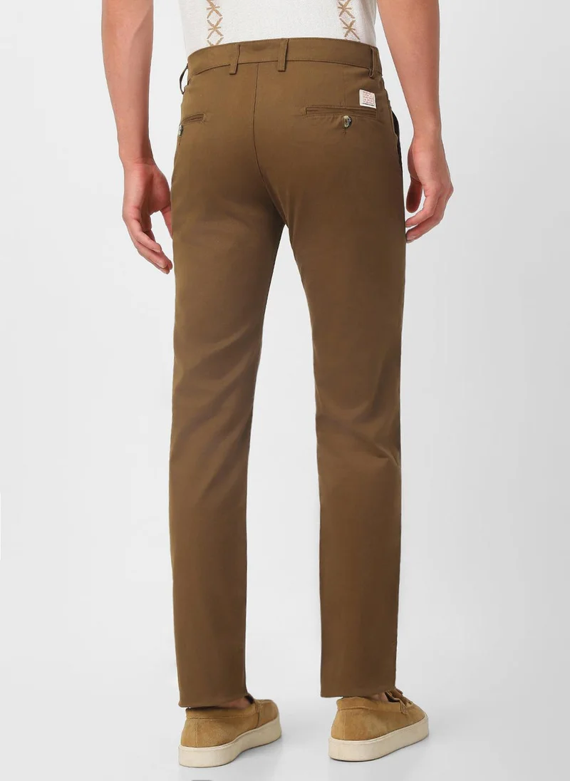 Urbano Fashion  Urbano Fashion Men's Brown Cotton Slim Fit Casual Chinos Trousers Stretch for Men | Best Price UAE